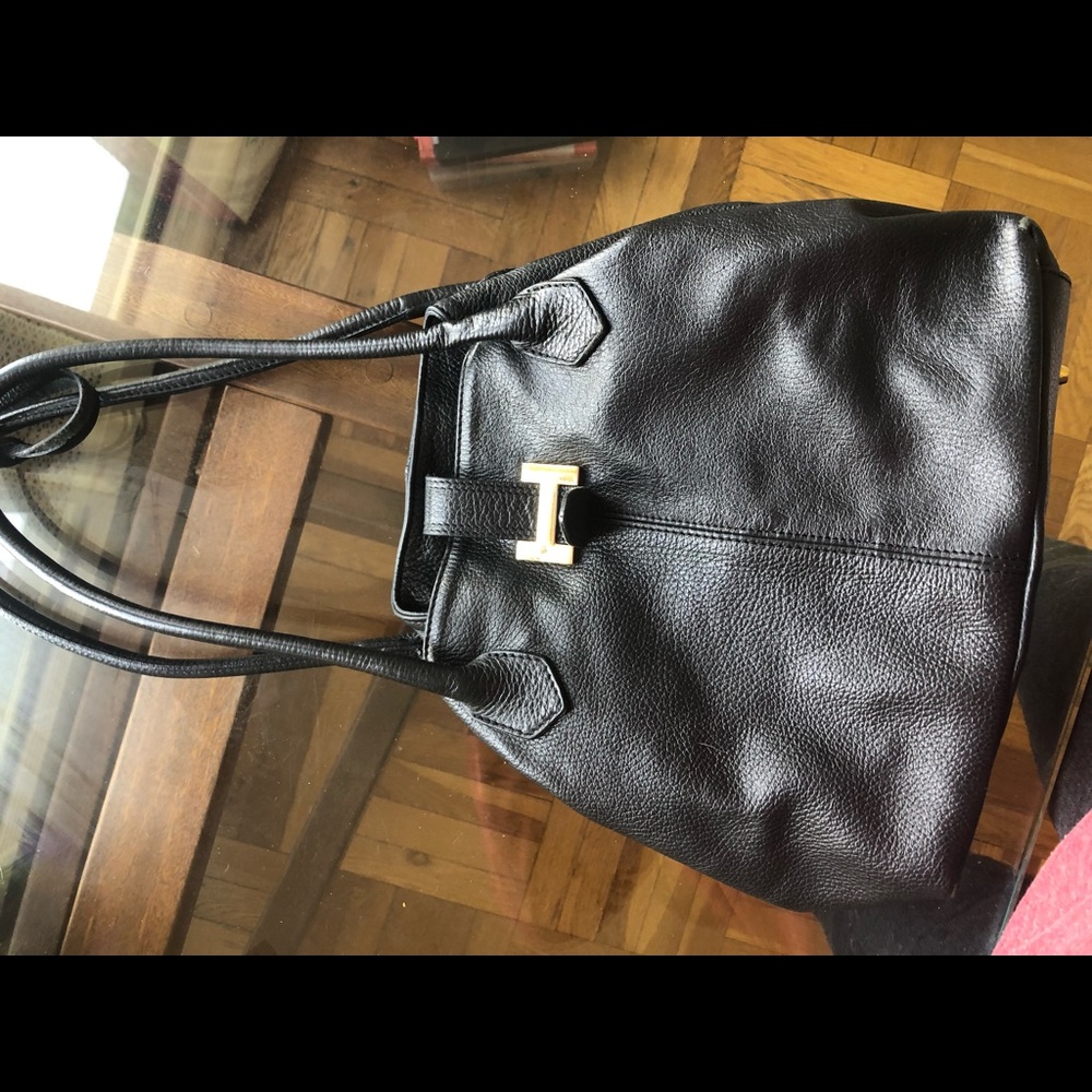 Convertible Tote Purse in Black Leather by Courage